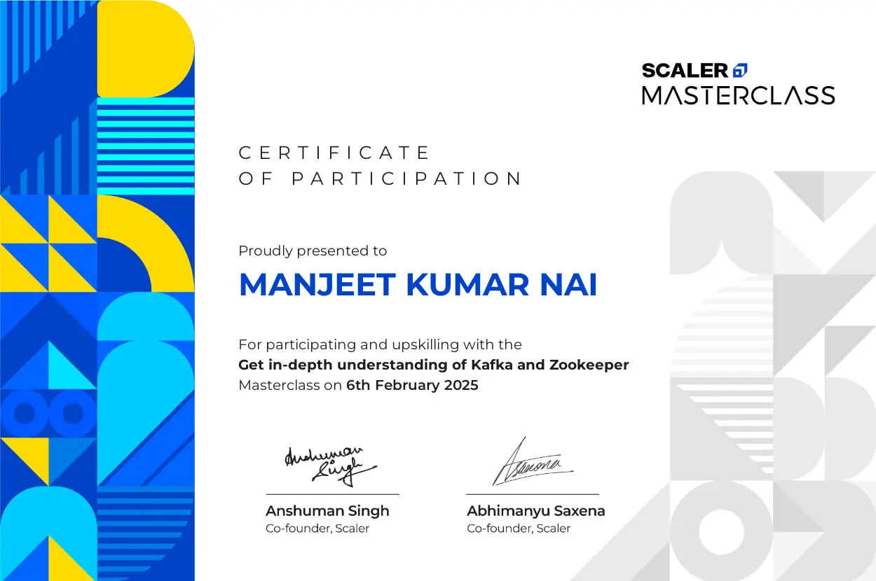 Kafka & Zookeeper Masterclass Certificate Preview